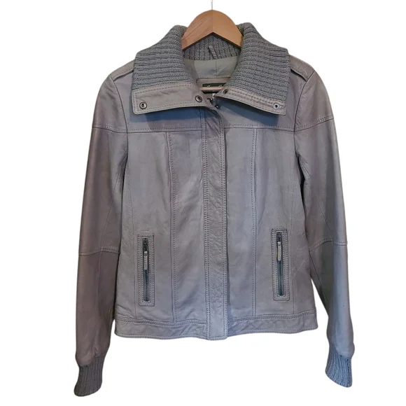 Women's Eddie Bauer Lamb Leather Jacket Medium Light Grey - Picture 7 of 15